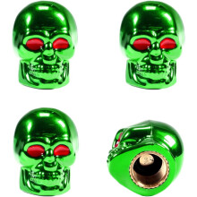 8PCS Skull Valve Caps, Copper Red-Eyed, Rubber Ring, for Car/Motorcycle/Bicycle – Blue