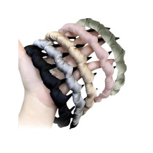 Zigzag satijnen hoofdband met parelversieringen (5 stuks)