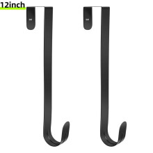 Conjunto de 2 suportes para guirlanda de 30 cm para porta – Gancho de metal preto para guirlandas de Natal, compatível com portas padrão.