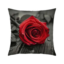 Funda de almohada de terciopelo rosa negra 45x45cm