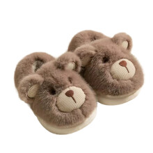 Toddler Slippers - Girls Winter Bear Slippers Soft Indoor Warm Home Shoes Comfortable Non-Slip Toddler - Kids Slippers,Color:Coffee,Size:4-4.5 Years