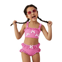 Girls Swimsuit,Korean Style Girls Swimwear Cute Bow Ruffle Strap Sunsuit for Baby Toddler Kids Beach Pool Party Outfit,Kids Swimsuits,Red,3-4 Years