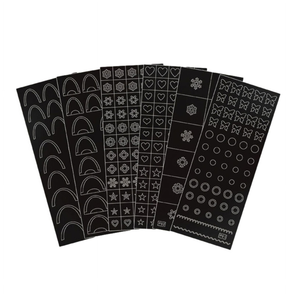 6pcs Hollow French Nail Art Sticker Decals Printing Templates Stencil Tool Manicure Tips DIY Decorations