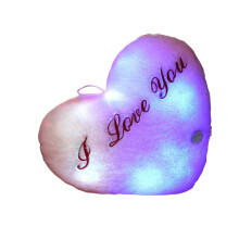 Coussin cœur LED – Peluche scintillante aux couleurs changeantes, cadeau de Saint-Valentin « Je t'aime » pour elle, décoration romantique pour