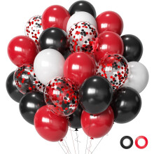 Ballons en latex rouges et noirs de 30 cm (12 pouces), lot de 50 – pour anniversaires, mariages, casinos, courses automobiles, Saint-Valentin et