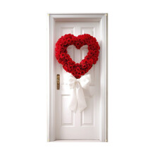 Décoration de porte pour la Saint-Valentin 180 x 90 cm – Bannière florale cœurs et roses pour porte d'entrée, toile de fond pour fête