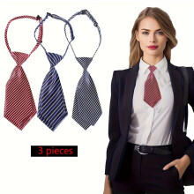 Elegant 3pcs Women's Striped Adjustable Ties - Matte Finish, Perfect for Work, Business Meetings & Gifts