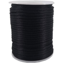 3 mm schwarze Satin-Rattenschwanzkordel für die Schmuckherstellung, 50 Yards