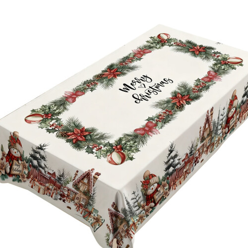 Christmas tablecloth water-resistant snowman deer design