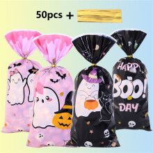 Halloweenske cukríkové vrecká so zaväzovaním 50 ks