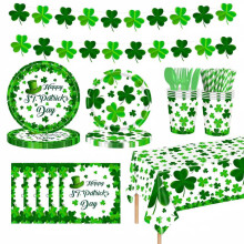 Service de table 20 pièces pour la Saint-Patrick, motif trèfle vert