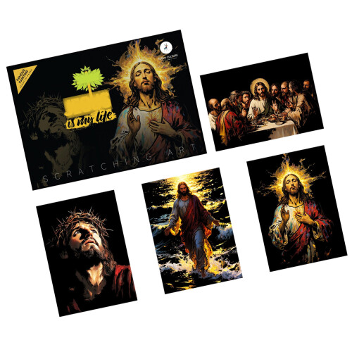 Adult Scratch Craft Set Includes 4 Portraits Sheet for Religious