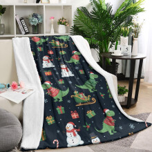 Christmas Dinosaur Blanket Soft Lamb Wool 40x50 Inch