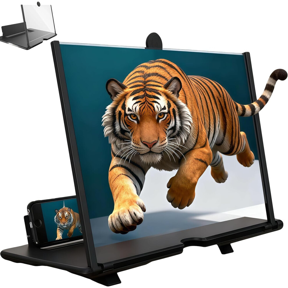 3D HD Foldable Phone Screen Magnifier, Lightweight & Portable, Compatible with All Smartphones (Red, 12in)
