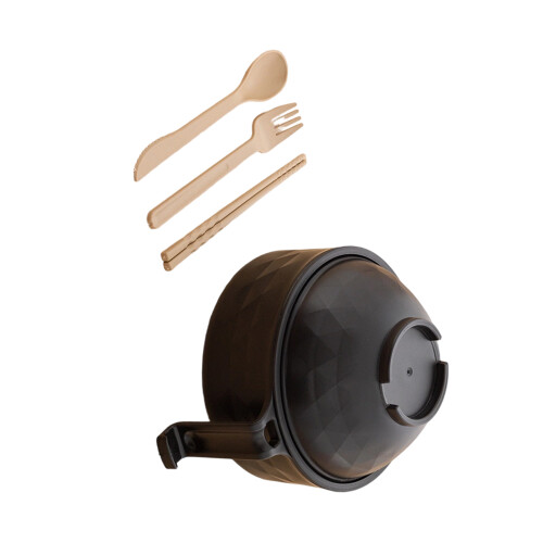 Large Capacity Microwave Safe Soup Bowl Set With Drain-Black 1