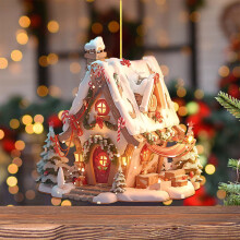 Christmas House Acrylic Hanging Ornament, 3" Clear Village Scene, Tree/Wreath/Fireplace/Car Décor, Gift-Boxed Keepsake, 1 pc,C