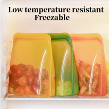 Bolsas reutilizables de silicona para almacenar alimentos: herméticas, a prueba de fugas, aptas para refrigerador y congelador, para porcionar,