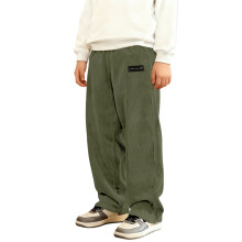 Calças de veludo cotelê para menino, cintura elástica, perna reta, confortáveis e compridas, estilo streetwear.
