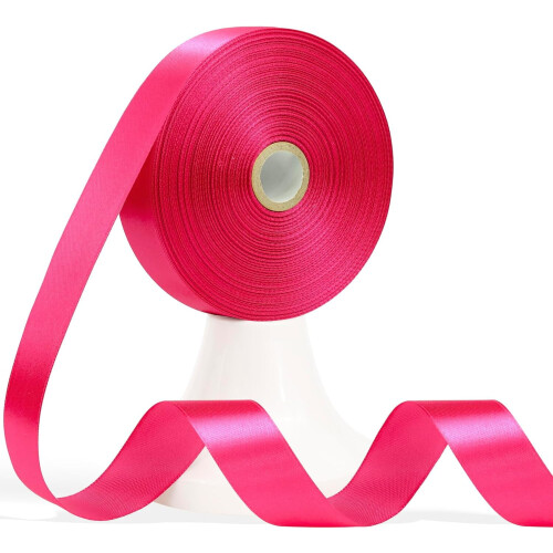 Pinkfarbenes Satinband, 2,5 cm breit, 55,4 m