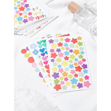 Bunte Punkte, Sterne, Blumen, Herzen – Aufkleber-Set (24 Bögen)