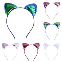 Glitterende kattenoortjes haarbanden met pailletten (6 stuks)