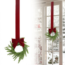 Mini guirlandas de Natal para armários, cozinha e janelas – decoração estilo fazenda com fita de veludo, suportes para velas e lareiras;