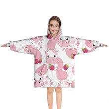 Strawberry Cows Pattern Blanket Hoodies for Kids 6-13YR Oversize Wearable Blanket Hoodies for Boys Girls Teens