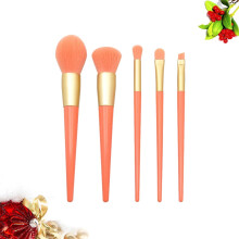 5-Piece Orange Makeup Brush Set with Dense Rayon Bristles for a Smooth and Finish