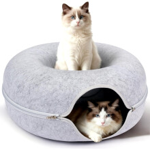 Peekaboo Cat Cave Bed – Scratch-Resistant Donut Tunnel
