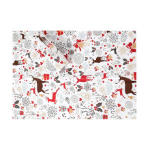 Christmas Wrapping Paper Roll, Double-sided/Single-sided Print Gift Wrap for Holiday Presents with Santa Snowflake Patterns(White)