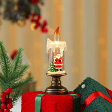 Jouluiset liekittömät kynttilävalot, vintage-lumipallo-LED-lyhty joulupukki-aiheella, paristokäyttöinen – yhteensopiva AAA-paristojen kanssa