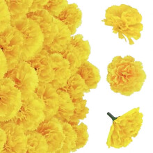 Confezione da 50 fiori artificiali di tagete da 15 cm, ideali per la creazione di ghirlande nuziali, di Halloween e decorazioni per feste.