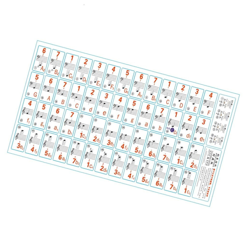 Piano Keyboard Stickers Removable 88/61/54/49/37 Keys Piano Key Labels Notes 9422877826469