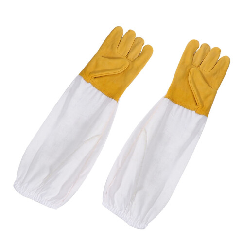 Weiße Imkerhandschuhe aus Schaffell, 1 Paar