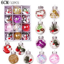 12pcs 2.4" Shatterproof Clear Christmas Ball Ornaments – Pine Cone, Pine & Snowflake Fillers for Tree & Party Decor