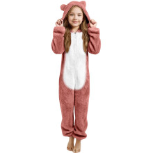 Karhunkorvilla vuorattu paksunnettu pyjama-setti + hupullinen pyjama-setti, pyjama, ikä 3–12, 130 vuotta, vaaleanpunainen