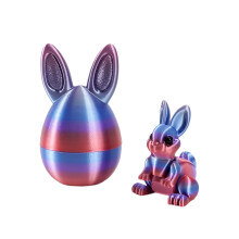 Ensemble d'œufs de Pâques imprimés en 3D avec oreilles de lapin - Décoration de Pâques à faire soi-même - Rangement pour enfants (salade de