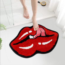 Sexy rote Lippen – Lustiger Teppich zum Valentinstag – Neuheit: Weiche Mikrofaser-Badematte in Lippenform, rutschfest und saugfähig, ideal für