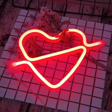 Neon Night Light, LED Neon Signs Night Light Heart Neon Lights Neon Lights for Kids Bedroom Battery USB Operated