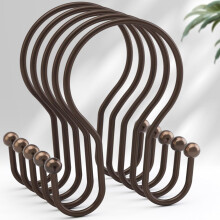 Crochets de rideau de douche doubles en bronze antirouille, lot de 12