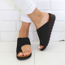 UTTOASFAY Sandals for Women Women Dressy Comfy Platform Casual Shoes Summer Beach Travel Slipper Flip Flops Black 9