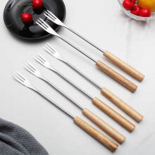 Ensemble à fondue 6 pièces, longues fourchettes en acier inoxydable avec manches résistants à la chaleur, pour fromage, viande rôtie, dessert au