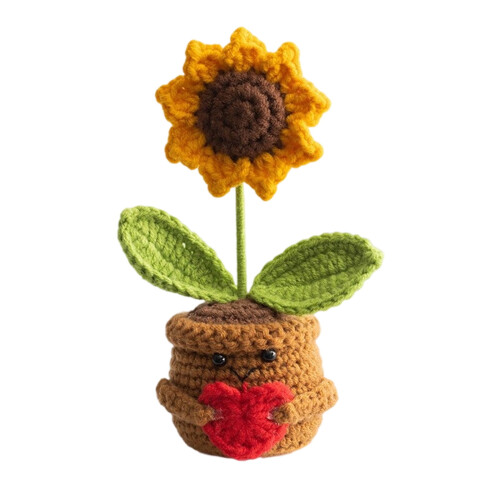 Handmade Crochet Sunflower Desktop Ornament