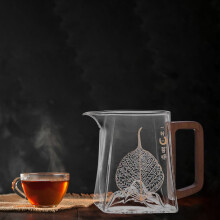 Bouilloire en verre avec infuseur, en borosilicate, poignée en bois, bec verseur anti-goutte, 950 ml, compatible lave-vaisselle – Convient à