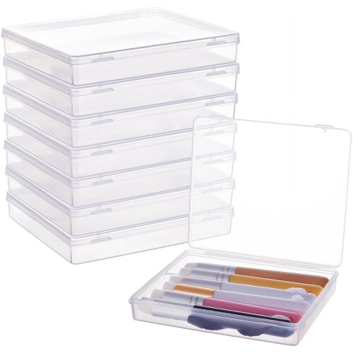 8 Pack Rectangle Clear Plastic Bead Storage Containers Box Drawer Organizers with Lid