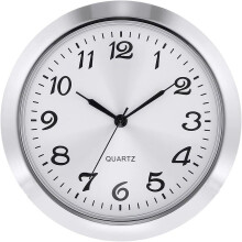 Round Clock Insert 2.2 inch / 55mm Quartz Movement Arabic Numeral Silver Trim Quartz Clock Insert
