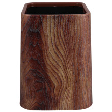KALLORY Square Trash Can Set for Bathroom and Living Room, Brown, PP Plastic, Compact and Stylish Waste Bin