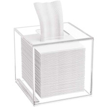 Acryl tissueboxhoes 5,4x5,4x5,4 inch, transparante tissuehouder/servetdispenser voor thuis, kantoor en restaurant - transparant