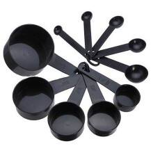Ensemble de 10 pièces de mesure en plastique (tasses et cuillères) - 5 tasses (15 ml à 250 ml) et 5 cuillères (0,6 ml à 7,5 ml) - Ustensiles de