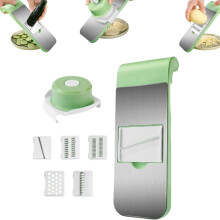 Multifunctional Vegetable Cutter & Slicer, Portable Adjustable Kitchen Chopper with Stainless Steel Blades for Fruits, Vegetables & Cheese